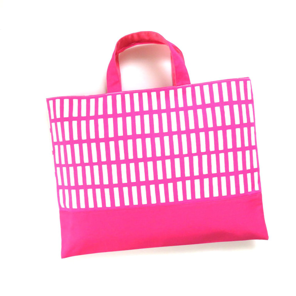 ◆翌日発送可◆ 【格子 ピンク】レッスンバッグ 通園バッグ 通学バッグ 手提げ袋 絵本バッグ お稽古バッグ 2枚目の画像