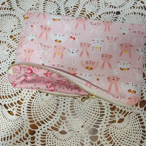 ピンクのいろんなうさぎさんポーチ ポーチ aya 通販 15319709｜Creema