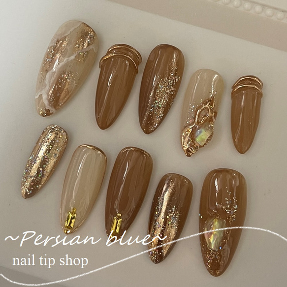 モカブラウンニュアンスネイルチップ ネイルチップ（つけ爪