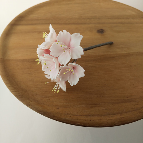 粘土の桜ピック 樹脂粘土の花 淡いピンクでお花見 送料無料 アート