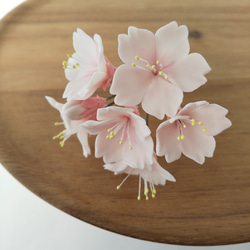 粘土の桜ピック  樹脂粘土の花  淡いピンクでお花見  送料無料 3枚目の画像