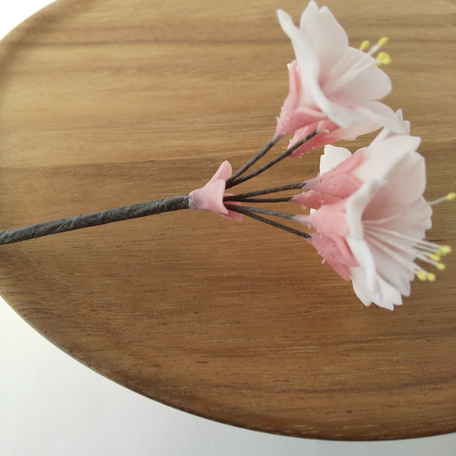 粘土の桜ピック 樹脂粘土の花 淡いピンクでお花見 送料無料 アート