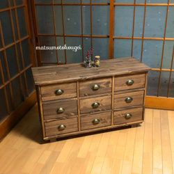 9DRS vintage chest 100cm 天然木箪笥 レトロカッコいい♪ 6枚目の画像