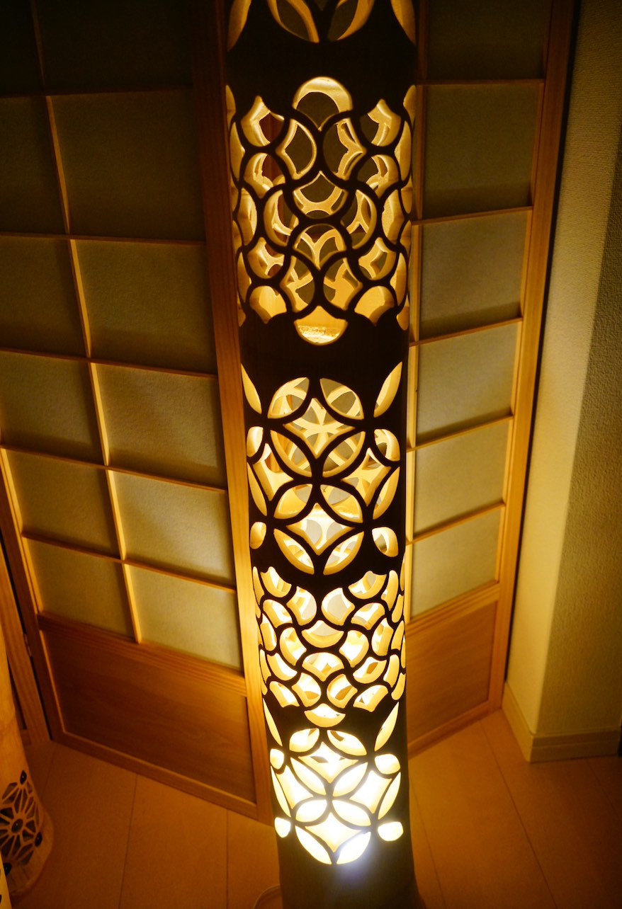 竹灯り・竹あかり・竹灯籠　◆全面網目彫り◆～～ 癒しの灯り★煌輝竹★～～