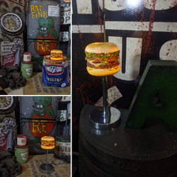 バーガーズ ランプ ハンバーガー屋 電飾看板 BURGERS スタンドランプ #アメリカンダイナー #店舗什器 #自立式 3枚目の画像