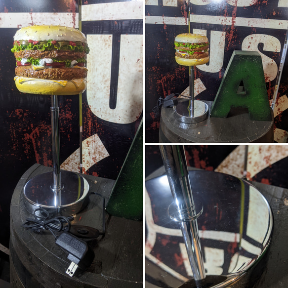 バーガーズ ランプ ハンバーガー屋 電飾看板 BURGERS スタンドランプ #アメリカンダイナー #店舗什器 #自立式 6枚目の画像