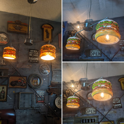 アメリカンダイナー バーガーズ シーリングライト 2灯式 ペンダントランプ #店舗什器 #天井照明  #ダイニングライト 5枚目の画像
