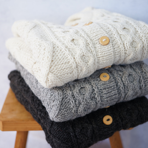 未使用　ウールベスト　手編みベスト　ケーブル編みベスト Dewlily ベスト ジレ ケーブル編みニットベスト レディース : ZOZOTOWN