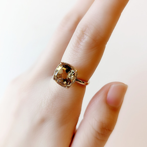 シトリン リング ジュエリー 天然石 リング 大粒 天然石リング