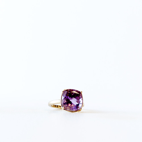 アメジスト リング 指輪 大粒 15.0ct Pt900/K18WG アンティーク