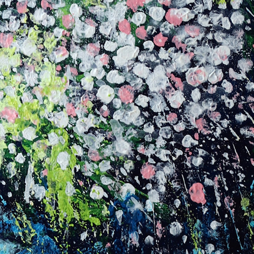 原画】月夜の桜 18cm角（S0サイズ）キャンバス 送料無料 絵画 La