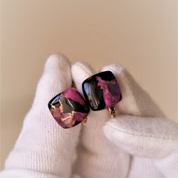 Mohave Pink＆black　Copper Turquoise １４　イヤリング 4枚目の画像