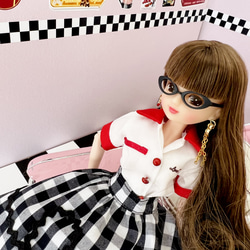 リカちゃん シャツワンピース ギンガムチェック 緑 その他人形 H's