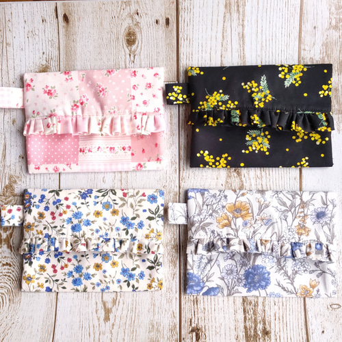 送料無料】 ポケットティッシュケース 花柄 フリル ミモザ 小花