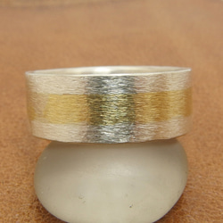 シルバーと真鍮のボーダーリング　7ミリ幅【silver&brass】 1枚目の画像