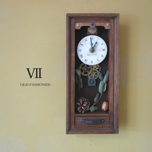送料無料】OLD FASHIONED Ⅶ レトロな壁掛け時計 手作り品 #007