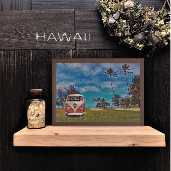 【送料無料】南国の風景☆HAWAII No.417   フレーム付 　A4サイズ 1枚目の画像