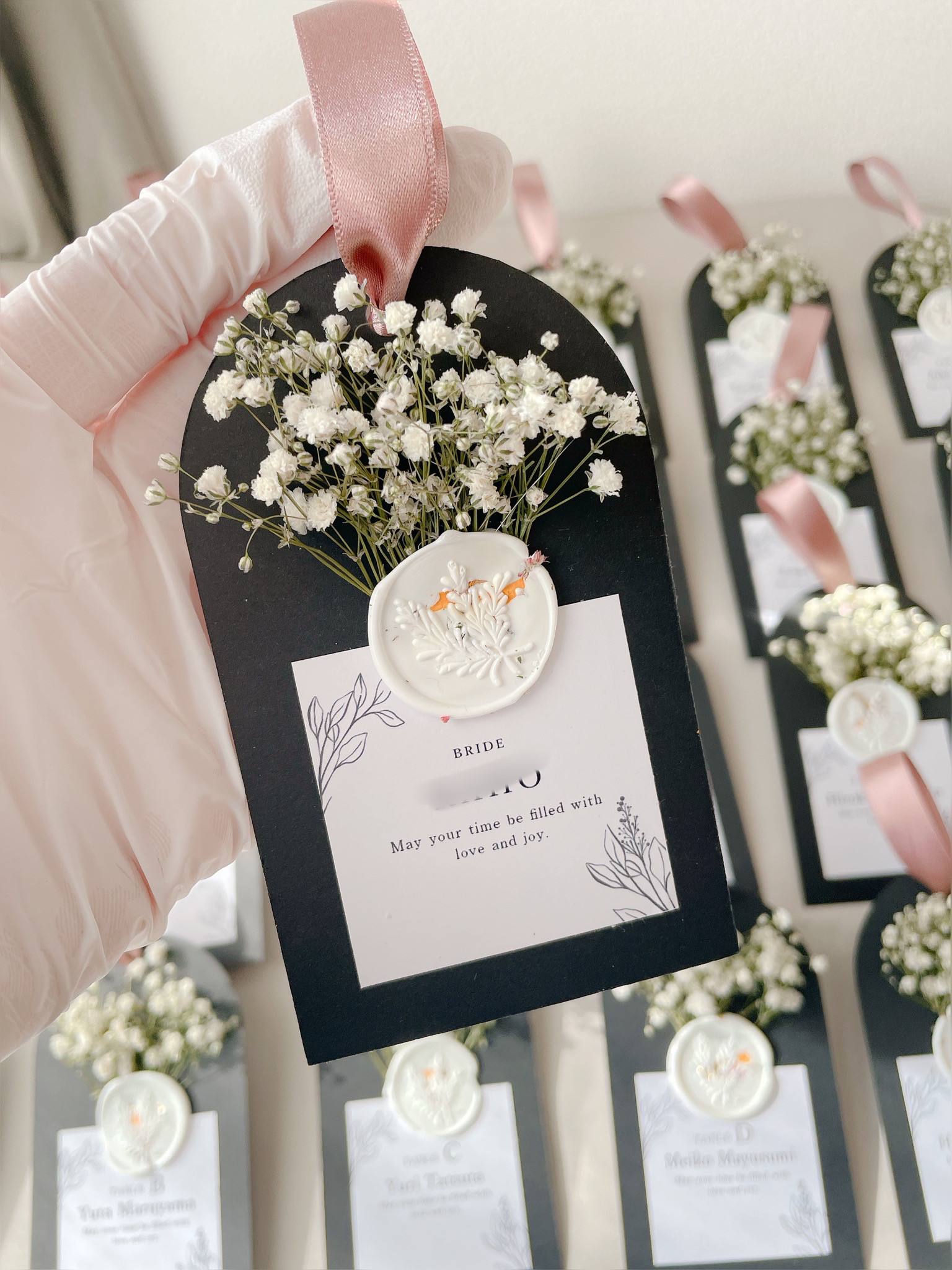 お花でエスコートカード　ドライフラワー