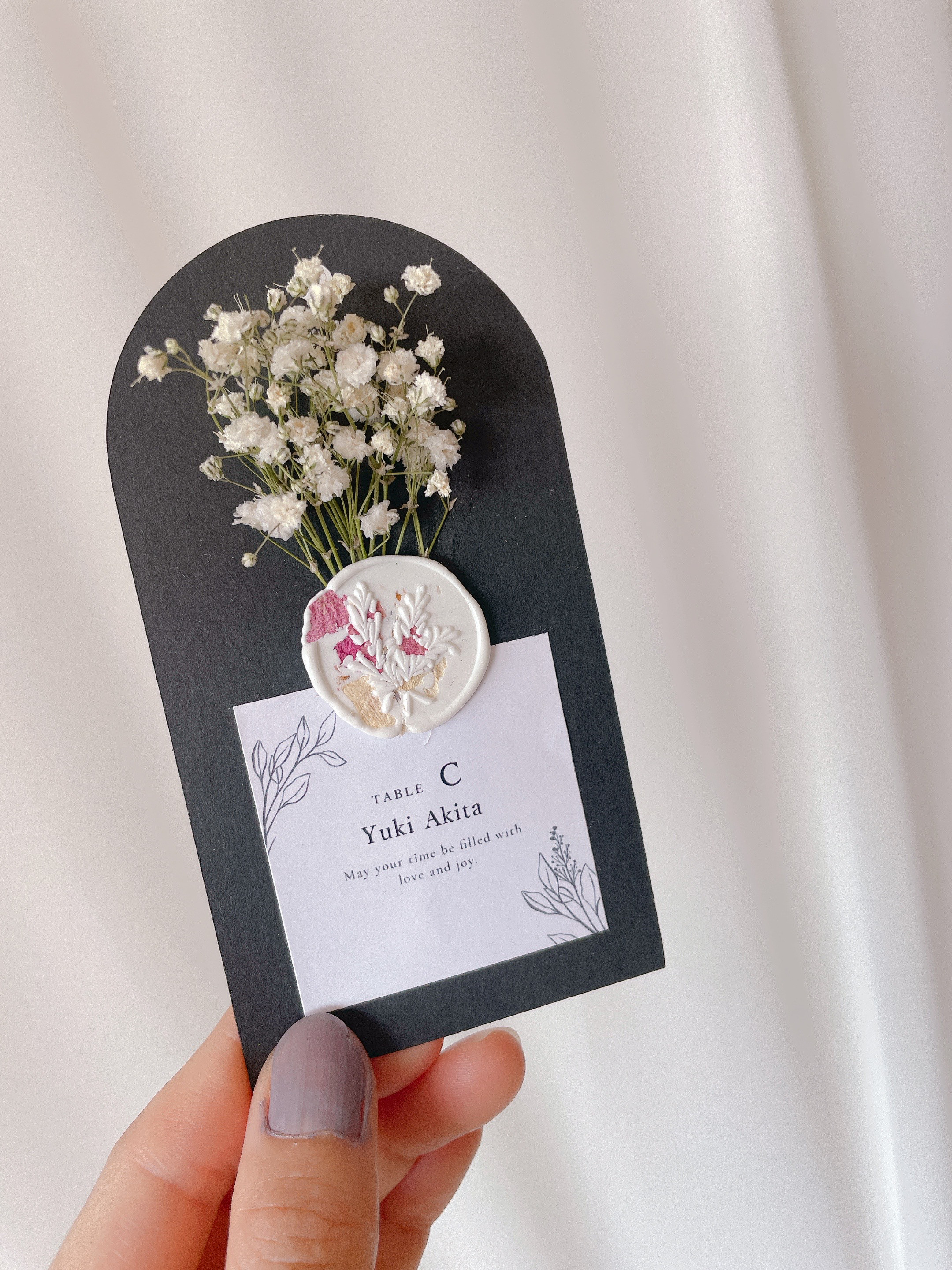 お花でエスコートカード　ドライフラワー