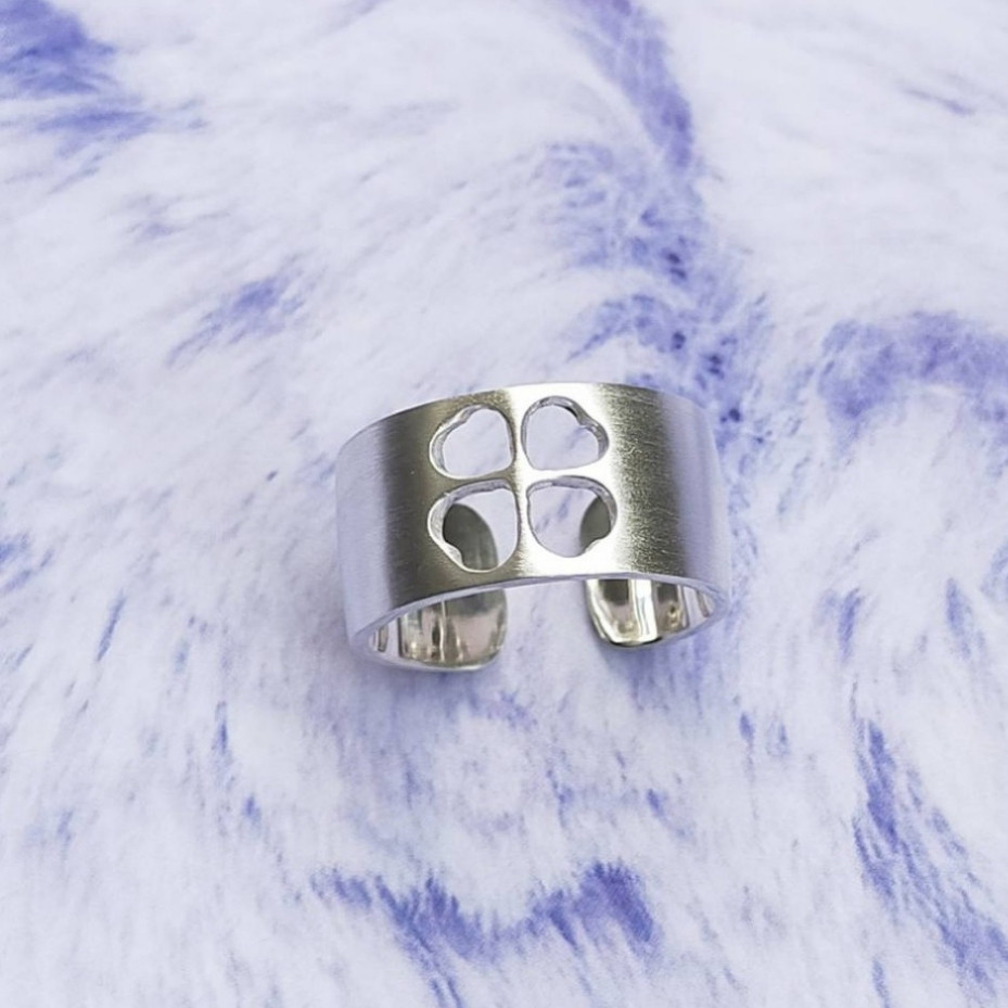 【受注製作】幅広四葉のクローバーリング