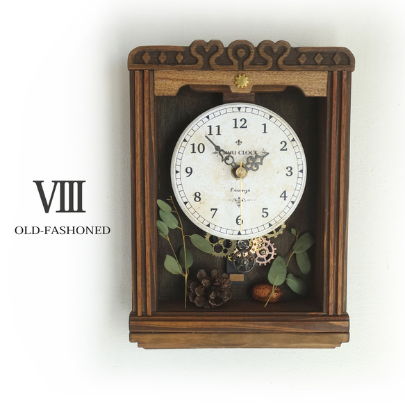 送料無料】OLD FASHIONED Ⅷ レトロな壁掛け時計 手作り品 #008