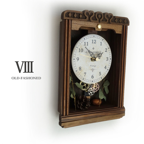 送料無料】OLD FASHIONED Ⅷ レトロな壁掛け時計 手作り品 #008