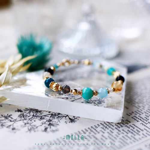 ブルーグリーンアクアマリンブレスレット