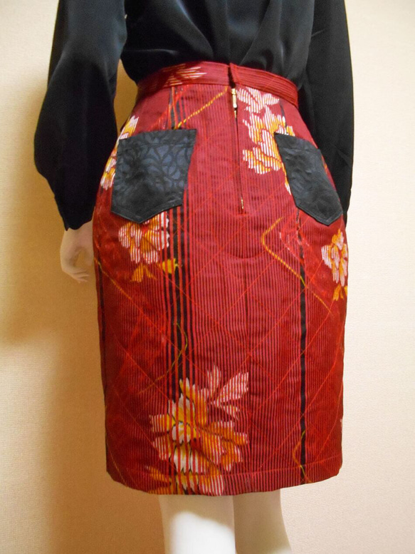 ビンテージ着物のタイトスカート Kimono Skirt WS-020/S-M 11枚目の画像