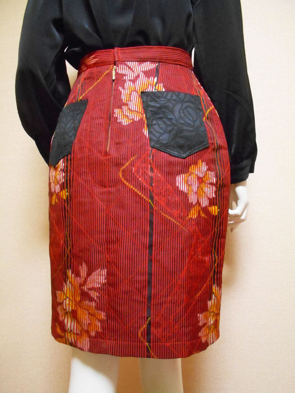 ビンテージ着物のタイトスカート Kimono Skirt WS-020/S-M 10枚目の画像