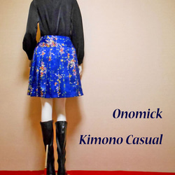 小紋着物のプリーツスカート Kimono Skirt WS-022/S-M 11枚目の画像