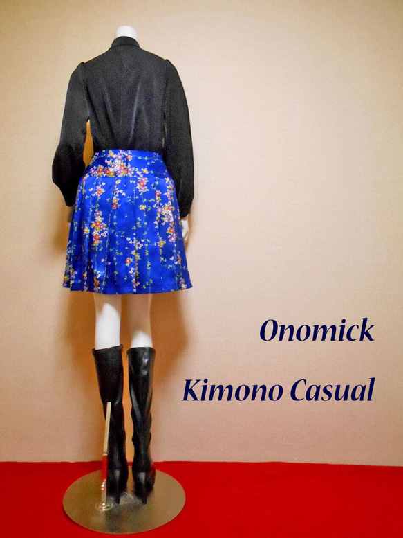 小紋着物のプリーツスカート Kimono Skirt WS-022/S-M 11枚目の画像