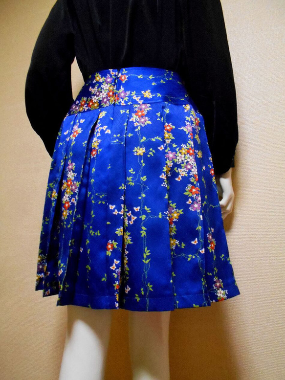 小紋着物のプリーツスカート Kimono Skirt WS-022/S-M 13枚目の画像