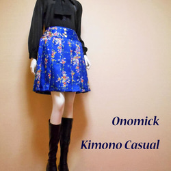 小紋着物のプリーツスカート Kimono Skirt WS-022/S-M 3枚目の画像