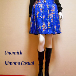 小紋着物のプリーツスカート Kimono Skirt WS-022/S-M 17枚目の画像