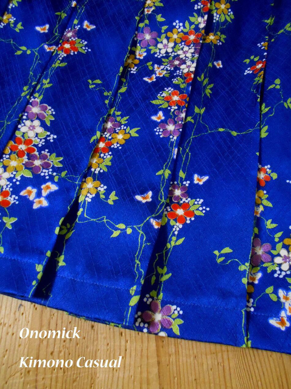 小紋着物のプリーツスカート Kimono Skirt WS-022/S-M 9枚目の画像