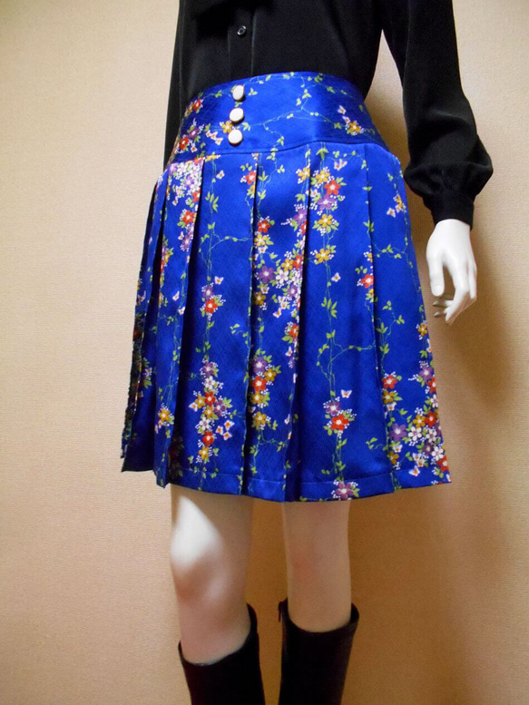 小紋着物のプリーツスカート Kimono Skirt WS-022/S-M 19枚目の画像