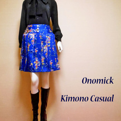 小紋着物のプリーツスカート Kimono Skirt WS-022/S-M 18枚目の画像