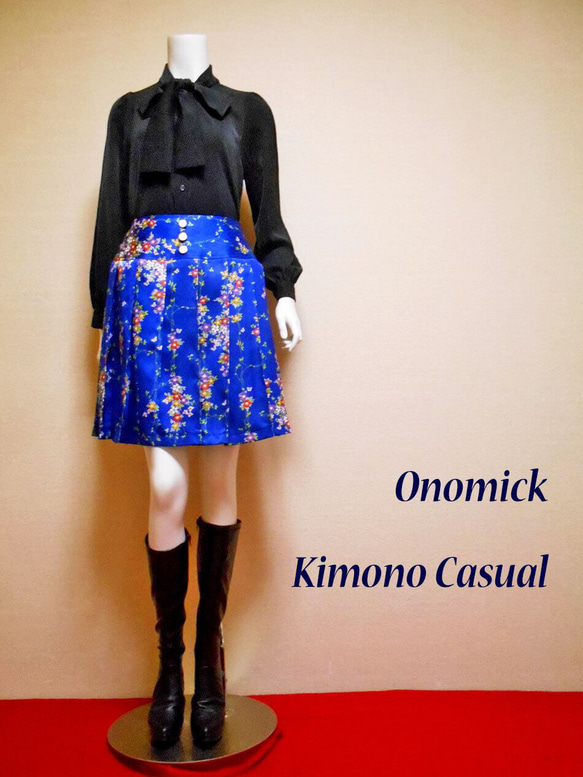 小紋着物のプリーツスカート Kimono Skirt WS-022/S-M 18枚目の画像