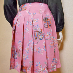 小紋着物のプリーツスカート Kimono Skirt WS-023/S-M 11枚目の画像