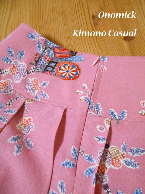 小紋着物のプリーツスカート Kimono Skirt WS-023/S-M 12枚目の画像