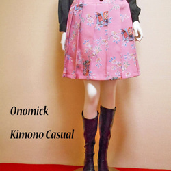 小紋着物のプリーツスカート Kimono Skirt WS-023/S-M 15枚目の画像