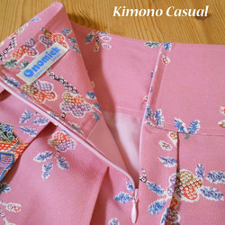 小紋着物のプリーツスカート Kimono Skirt WS-023/S-M 13枚目の画像