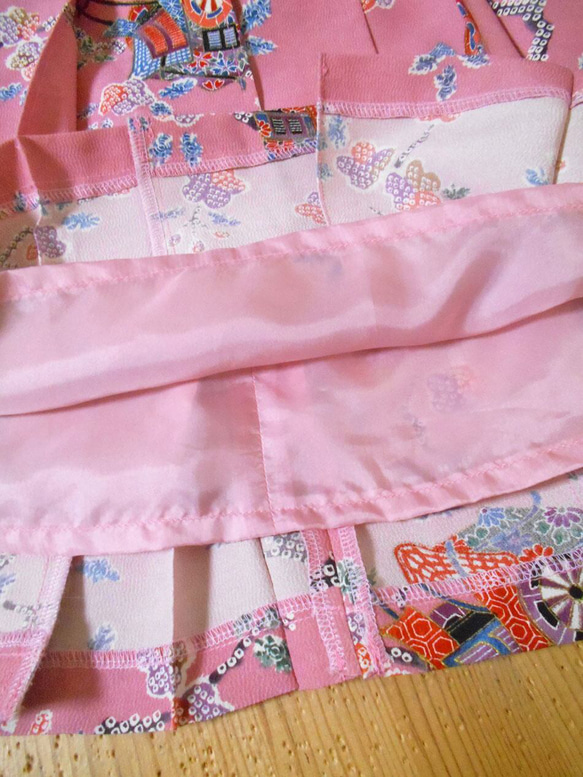 小紋着物のプリーツスカート Kimono Skirt WS-023/S-M 9枚目の画像