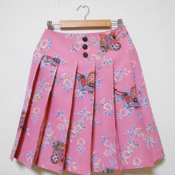 小紋着物のプリーツスカート Kimono Skirt WS-023/S-M 5枚目の画像