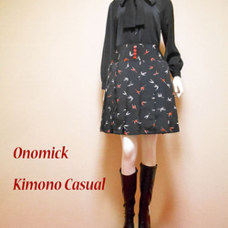 小紋着物のプリーツスカート Kimono Skirt WS-024/S 14枚目の画像