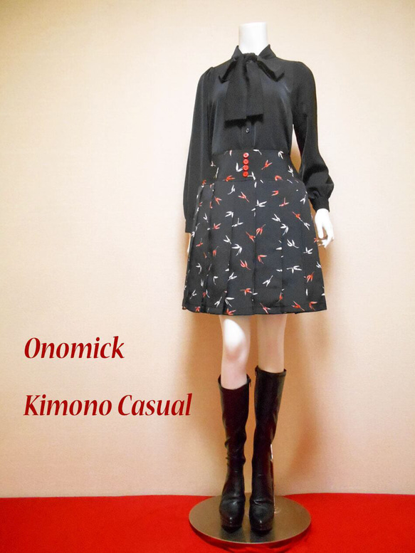 小紋着物のプリーツスカート Kimono Skirt WS-024/S 14枚目の画像