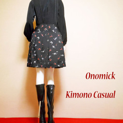 小紋着物のプリーツスカート Kimono Skirt WS-024/S 10枚目の画像