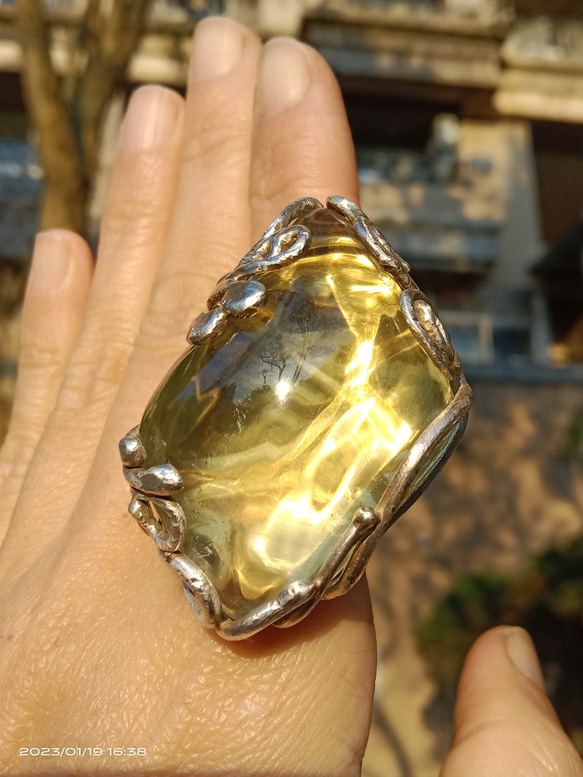 黃水晶手工銀戒 純銀戒指 ~ 「太陽」 ~Citrine Silver Ring 第8張的照片