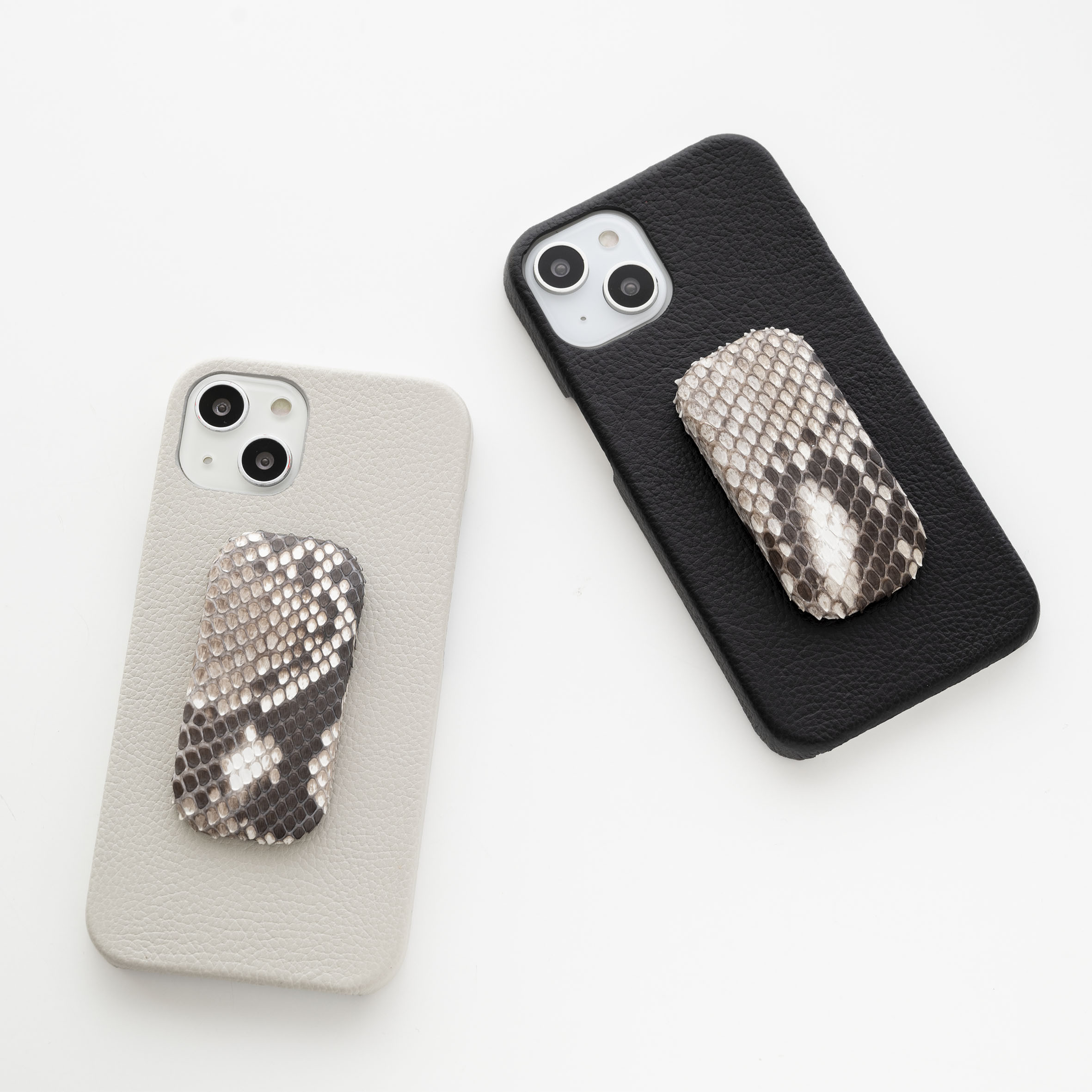 まるっとケース スマホスタンド付き 【 シュリンクレザー × ダイヤモンドパイソン 】 縦動画 横動画 BS25K