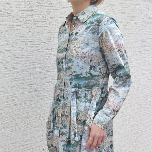 1枚限定！】前開きワンピース 長袖 リバティプリント ストーリー  